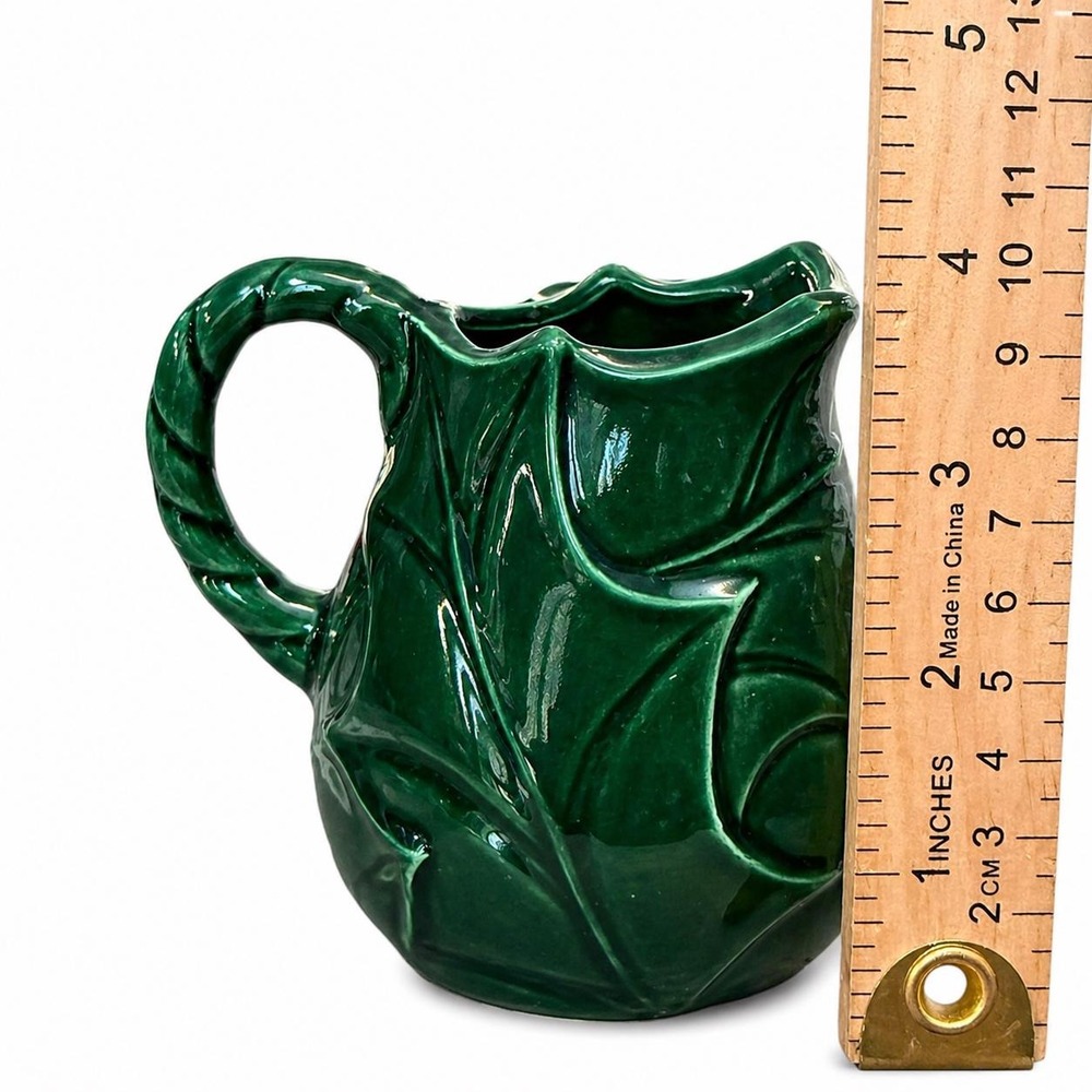 VTG Lefton Holly Berry Creamer Christmas Green Ceramic Japan EUC #4369 - Picture 9 of 10